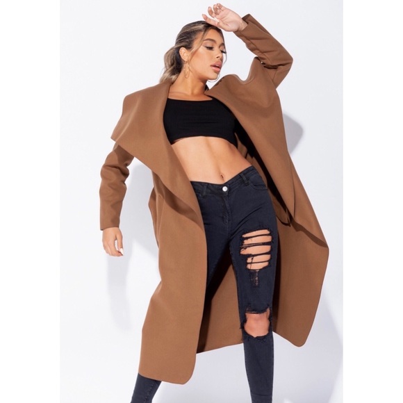 New Arrival!!! Oversized Belted Waterfall Coat - Picture 6 of 10